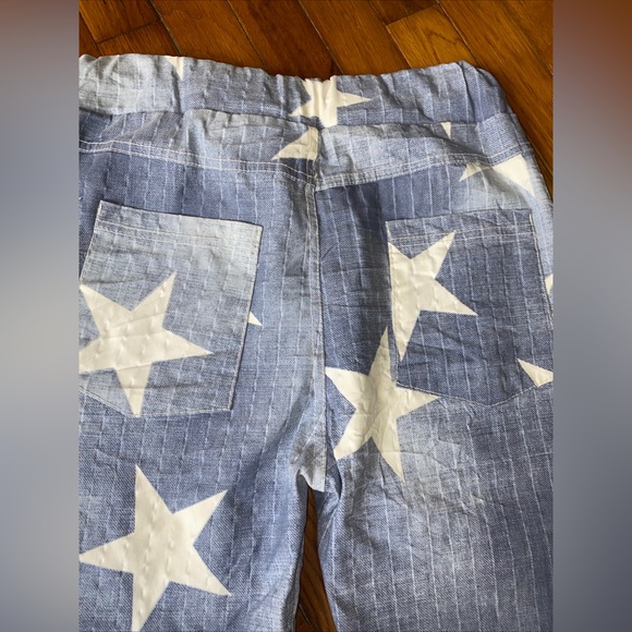 NWT Venti6 Italy Rare Blue White Stars Stripe Textured Skinny Thin Pants Size S - Picture 3 of 15